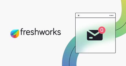 The Freshworks logo next to an email inbox 